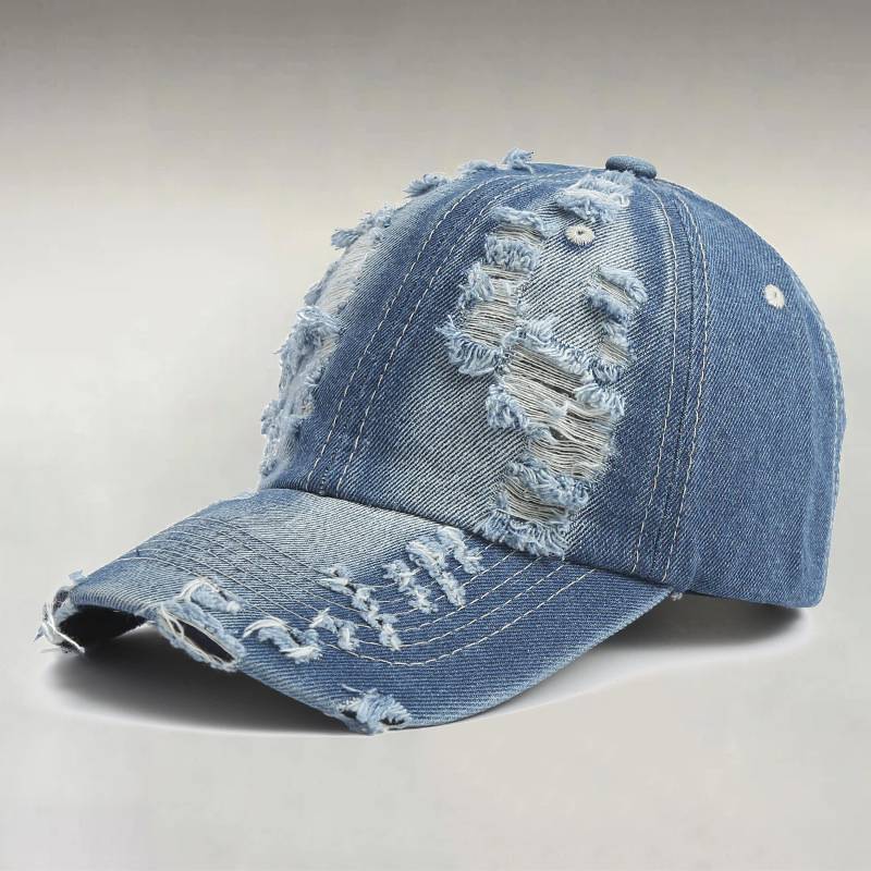 Men's Denim Ripped Sunshade Peaked Cap
