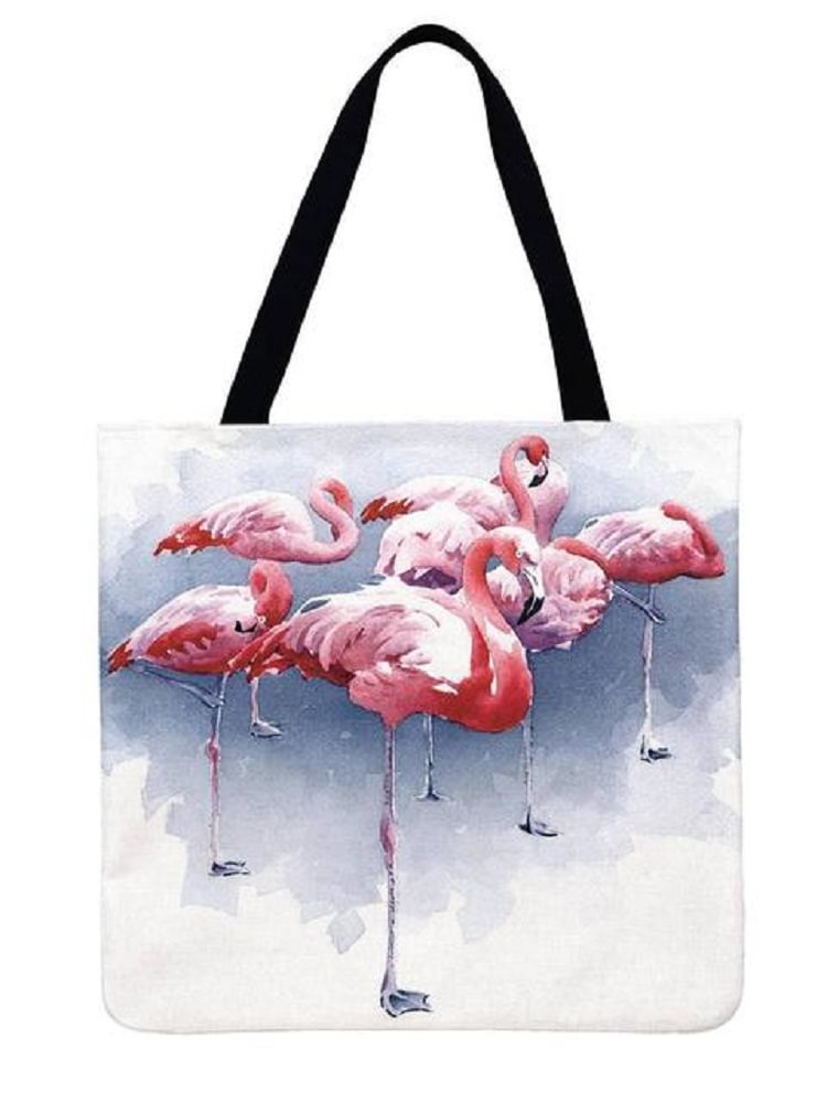Linen Tote Bag - Flamingo