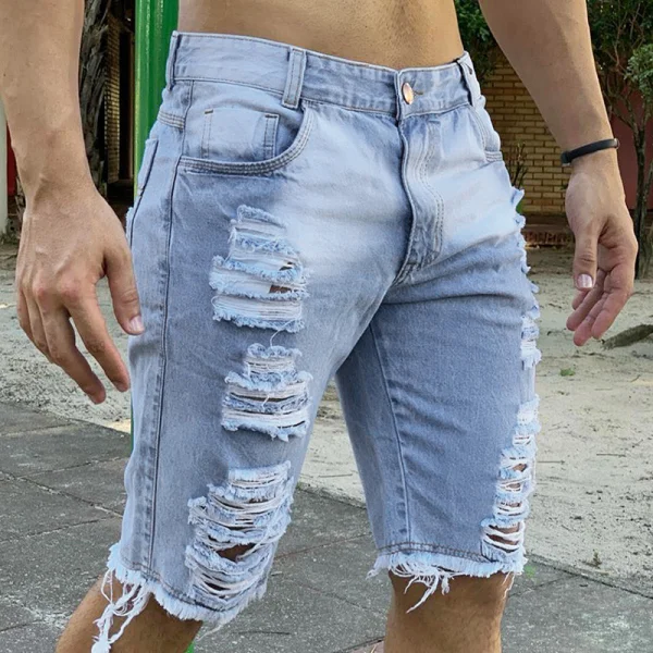 Men's Fashion Casual Hole Five Points Denim Shorts TT212-barclient