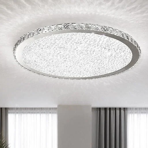 Bedroom Lamp Round Simple Modern Living Room Lamp New Light Luxury Romantic Household LED Crystal Ceiling Lamp