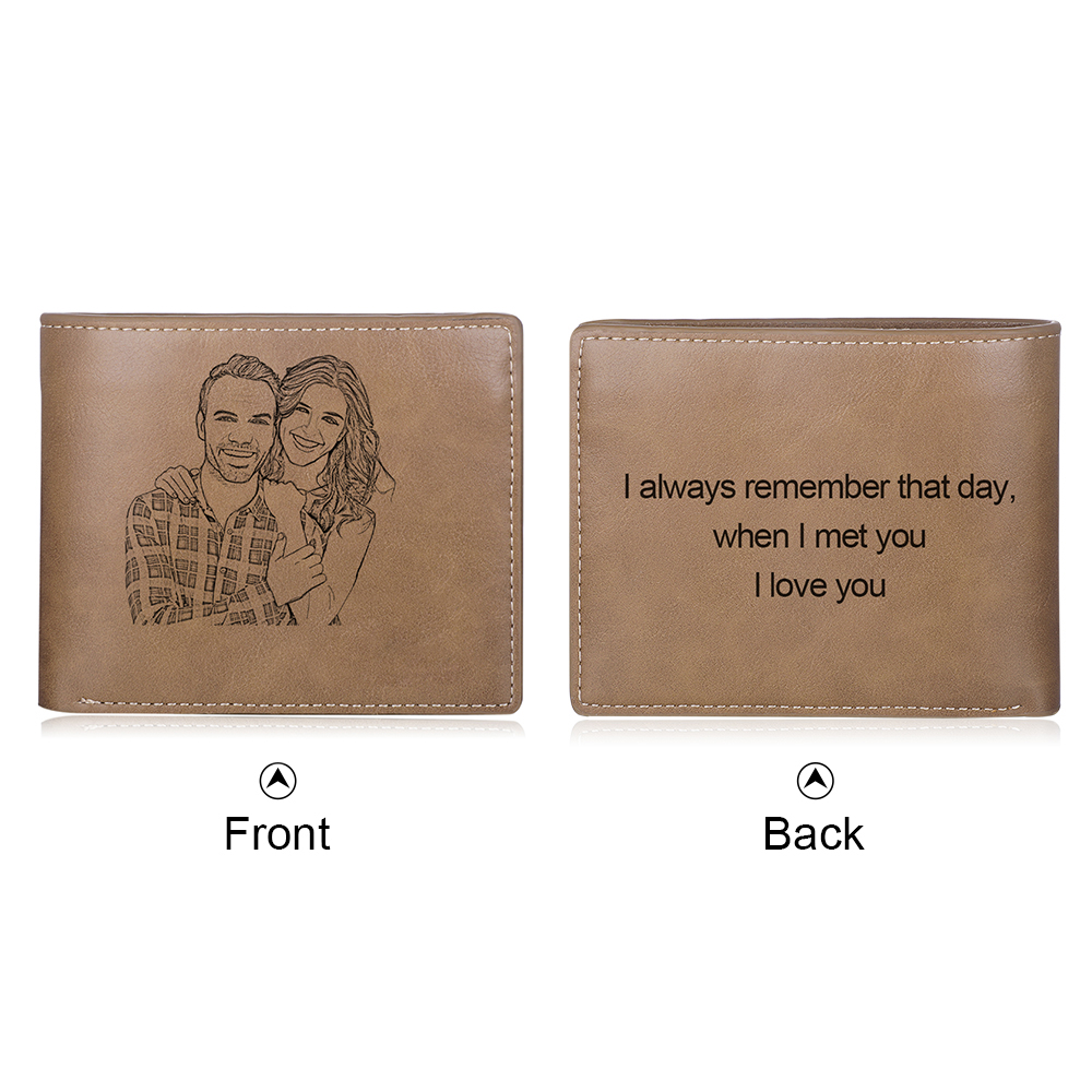 Portafoglio in pelle per coppia 1 foto e 1 testo personalizzabili