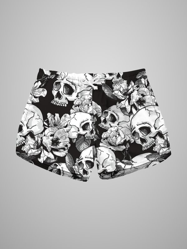 Skull Printed Beach Quick Drying Shorts
