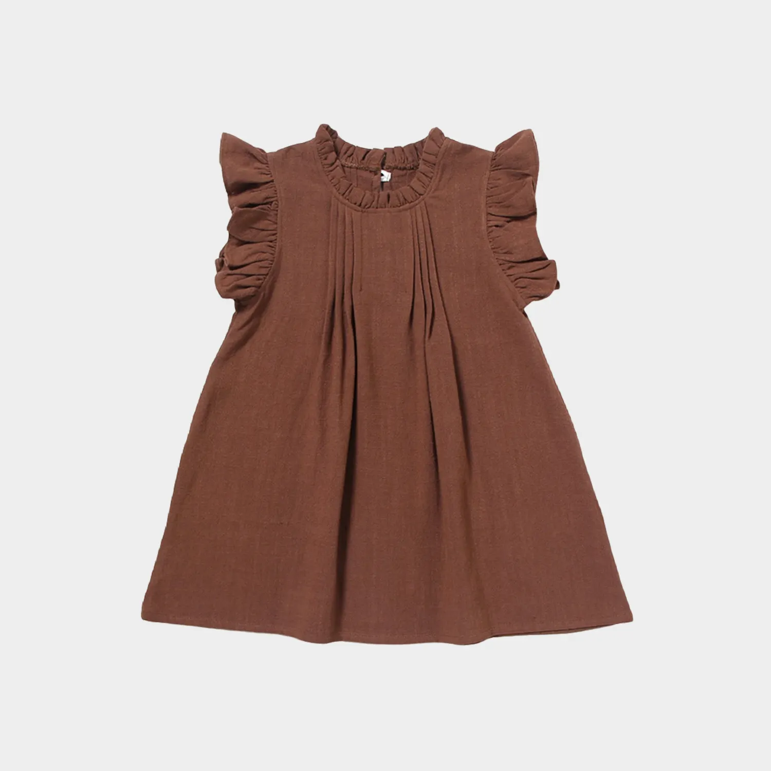 Soft Ruffled-Sleeve Linen Girls' Dress REAL SILK LIFE