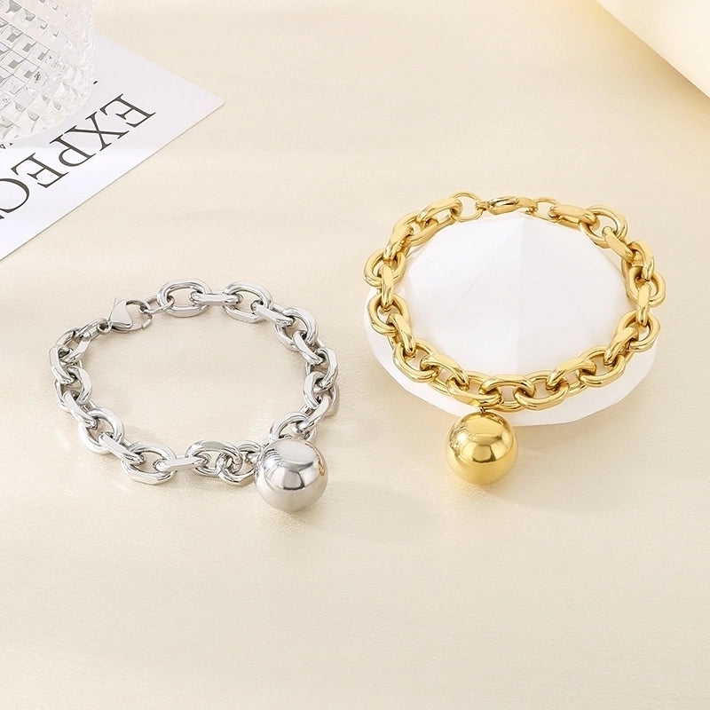 Minimalist Solid Color 304 Stainless Steel 18K Gold Plated Bracelets In Bulk