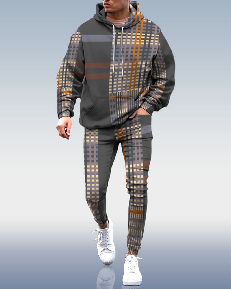 Men's Personalized Printed Hoodie Set 015