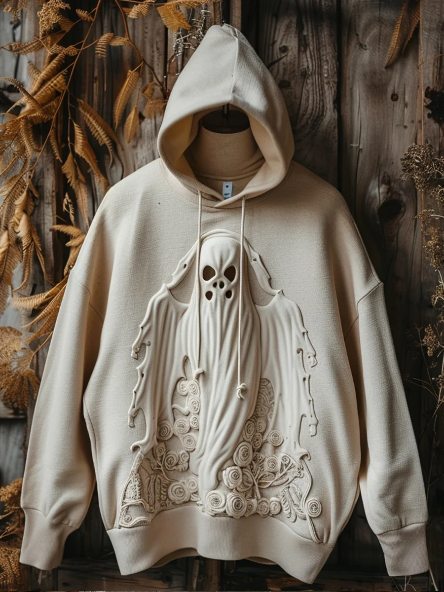 Three-dimensional Little Ghost Printed Hoodie