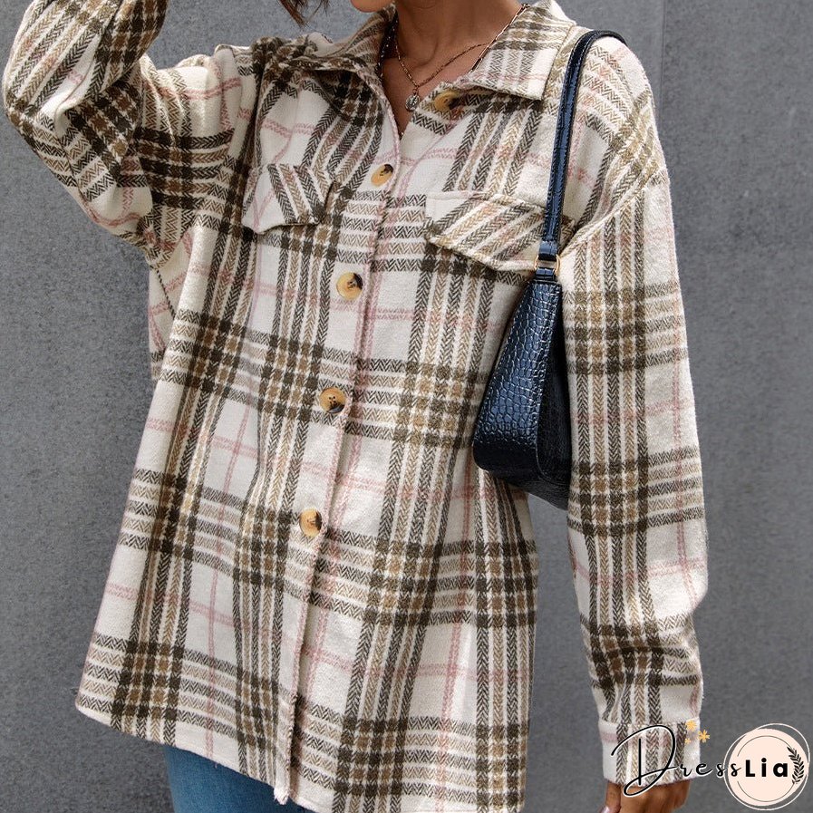 Plaid Flannel Shacket Jacket Women