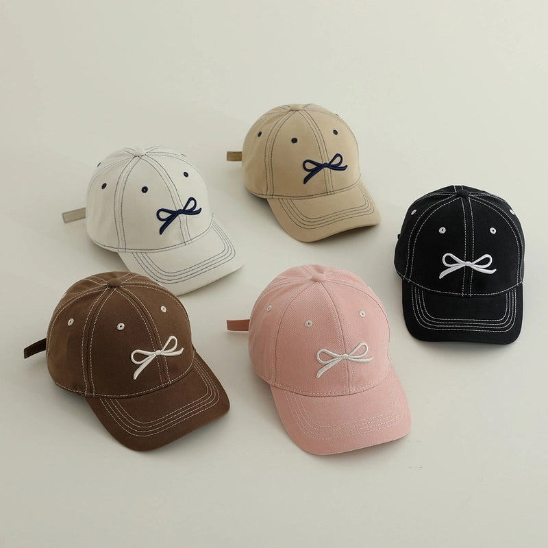 Children's Hat Spring And Autumn Korean Embroidered Bow Baseball Cap Sunshade Sun Protection Cap Sports Trendy Cap For Boys And Girls