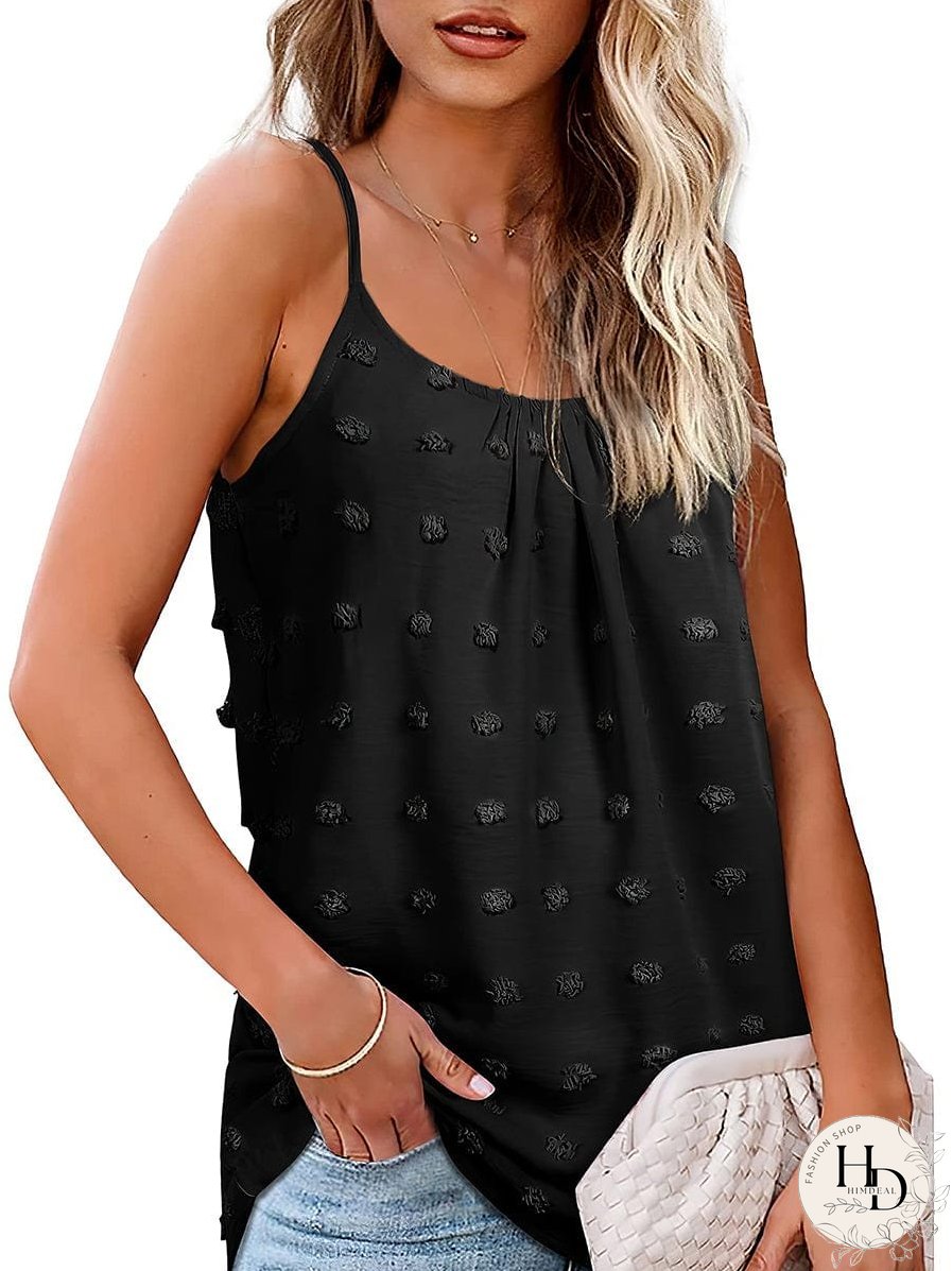 Tops Round Neck Pompom Sleeveless Tank Top