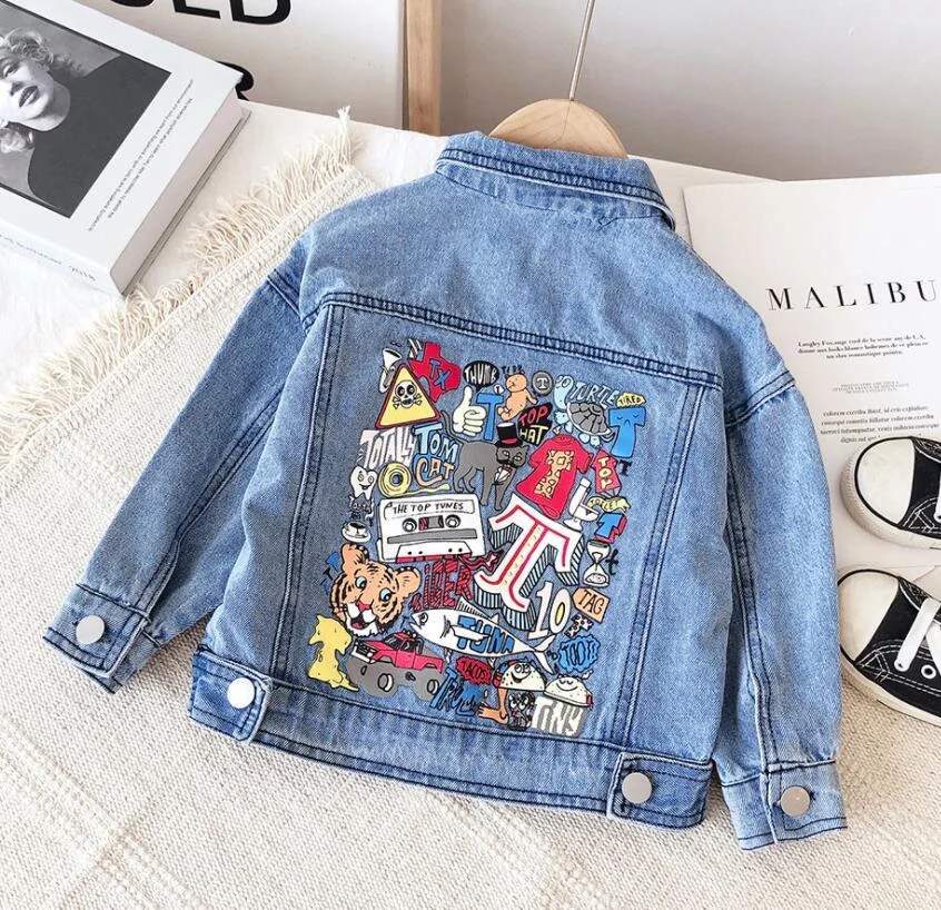 New 2020 Spring Girls Denim Jacket Embroidery Girls Clothing Long-Sleeved Denim Jacket Coat Mermaid Children Outerwear & Coats