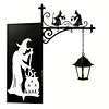Lantern Bookshelf Light Wrought Iron LED Warm Glow Halloween Decor