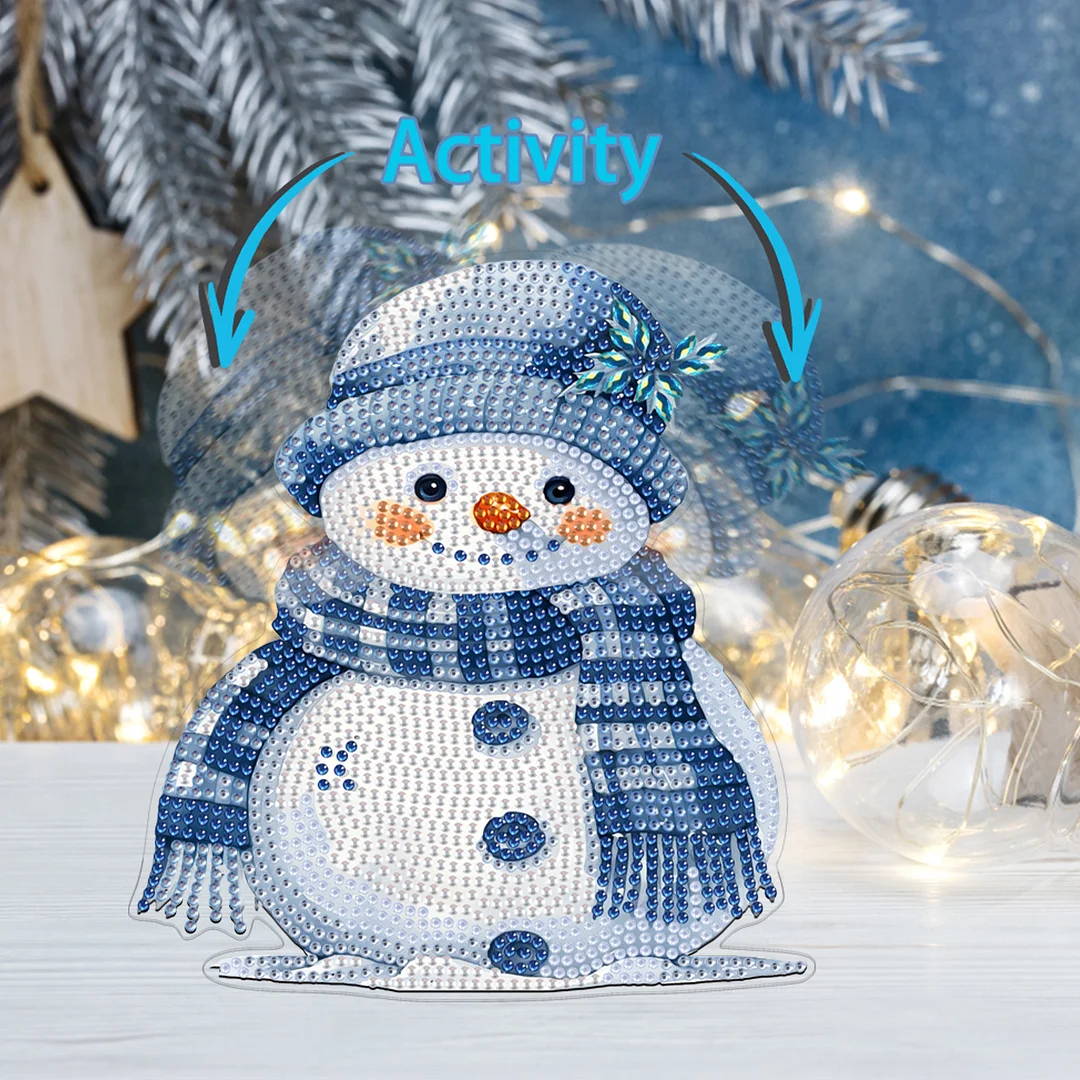 Snowman DIY Acrylic Shaking Head 5D DIY Diamond Art Tabletop Ornament Home Decor
