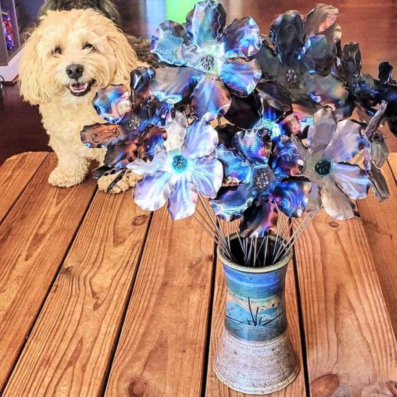 Torched Color Metal Flower Stake