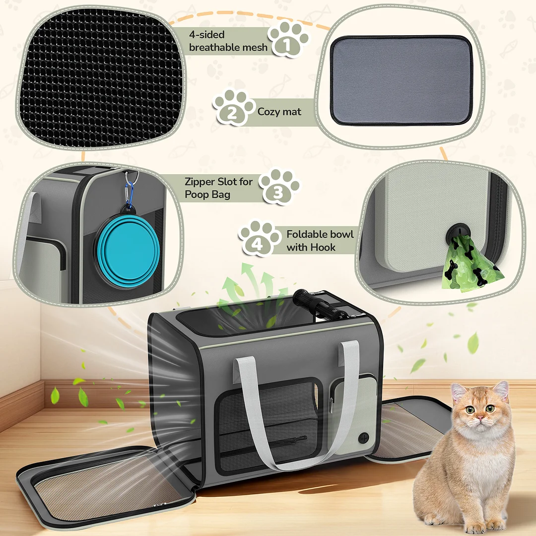 BEBANG Cat Carrier, Soft Sided Cat Carrier Large for Small Cats and Puppy