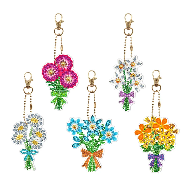 DIY Diamond Painting Keychain - Colorful Flowers