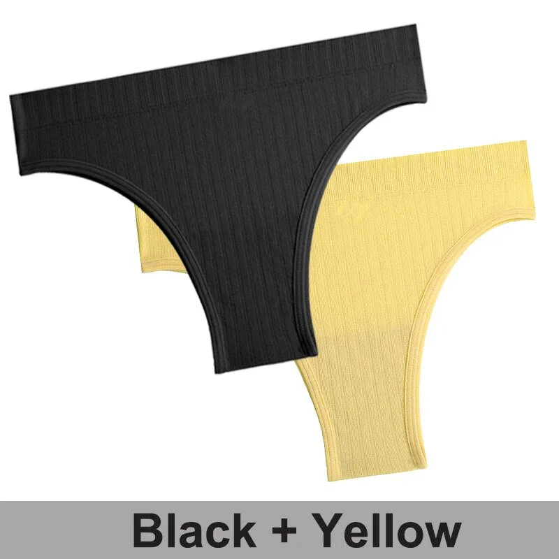 2PCS/Set Women Panties Seamless Underwear Female Lingerie Solid Color Sexy Brazillian Panties Woman's Underpants Intimate Pantys