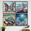 (US Only)4Pcs 30x30cm Beach 5D DIY Special Shape Crystal Partial Diamond Painting Kit