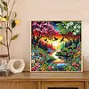 Fleurs dans les bois-peinture diamant en forme sp&eacute;ciale-30*30cm