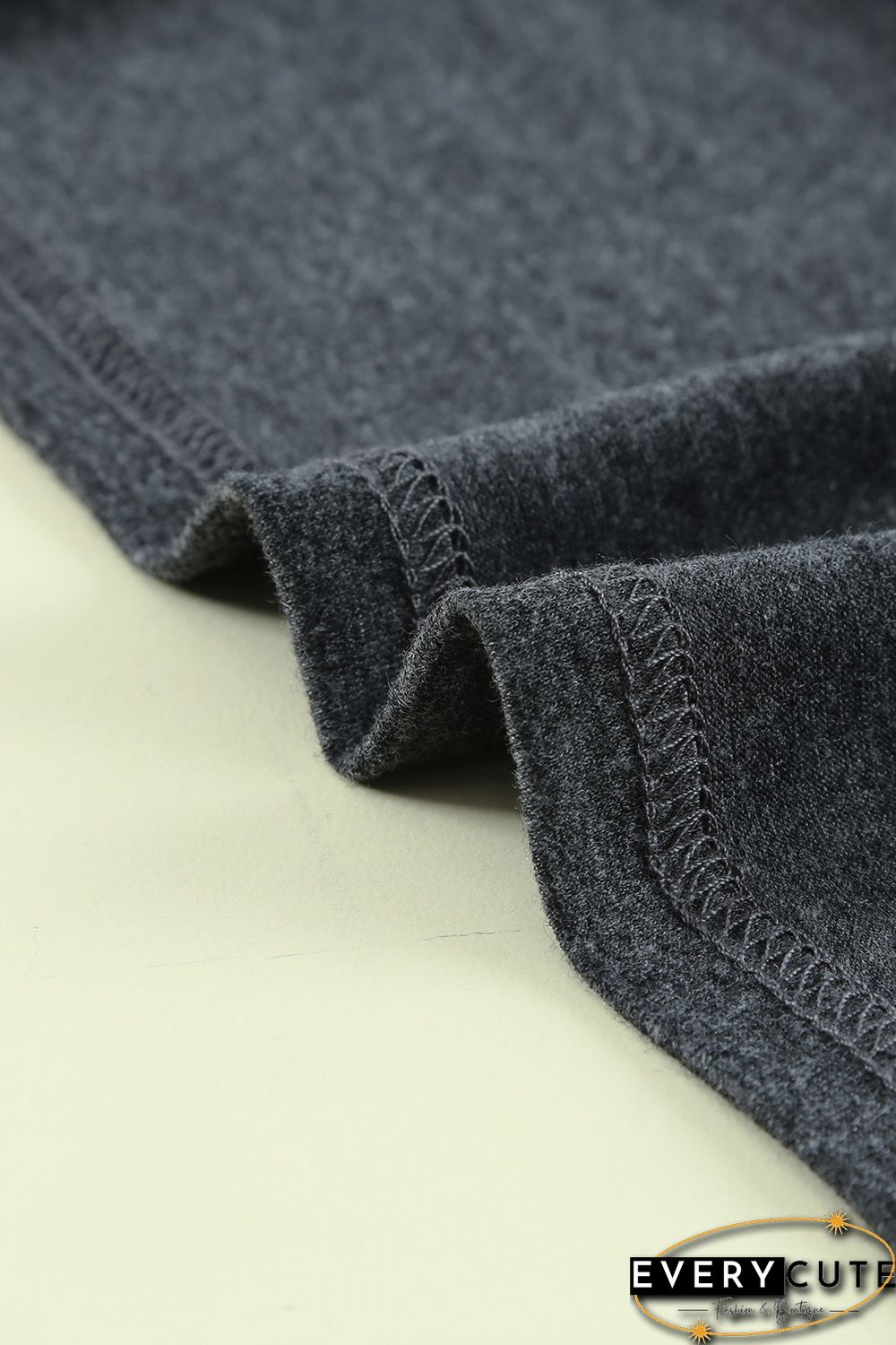 Black Ribbed Knit V Neck Short Sleeve Top