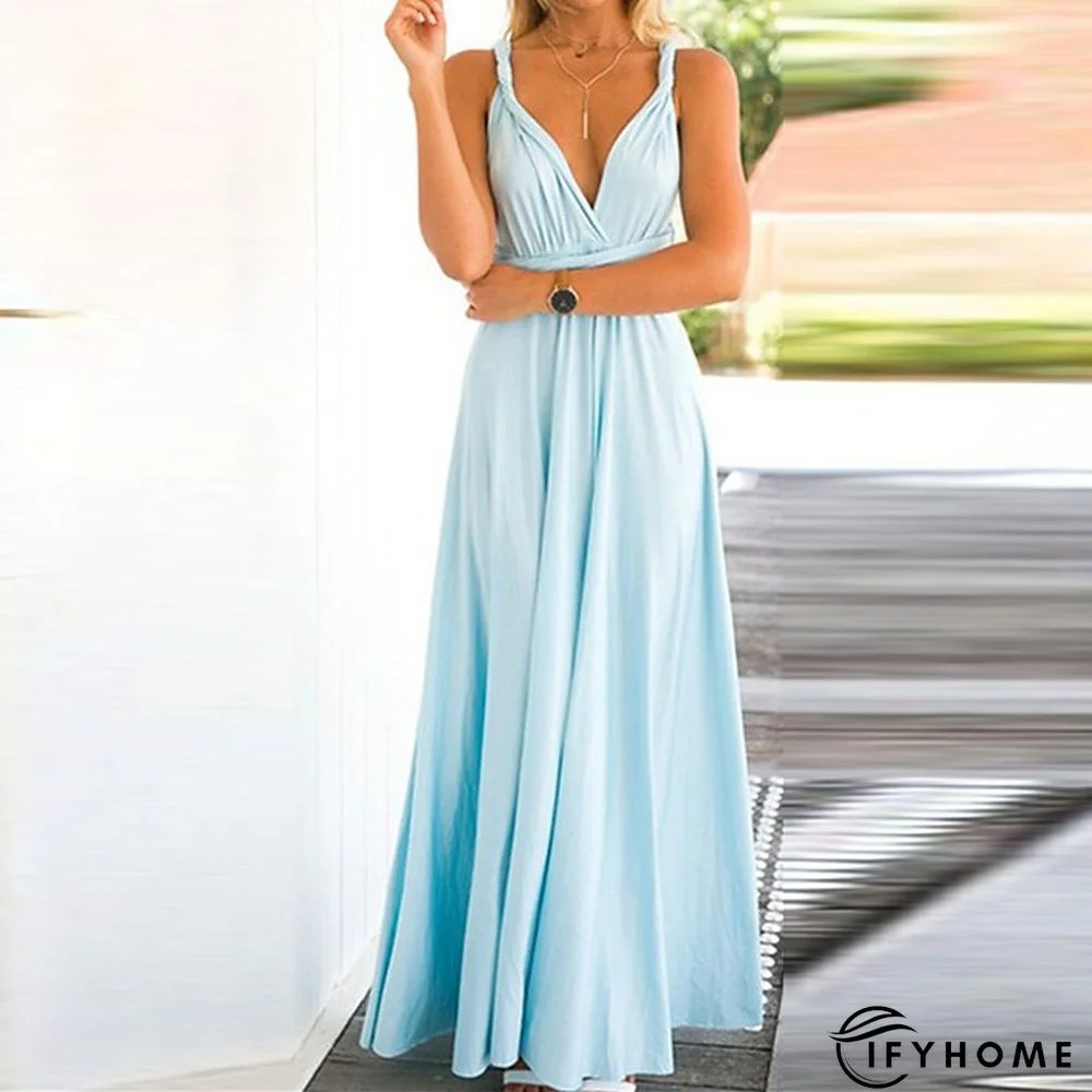 Women‘s Prom Party Dress Swing Dress Long Dress Maxi Dress Green Black Blue Sleeveless Pure Color Backless Spring Summer V Neck Party S M L XL | IFYHOME