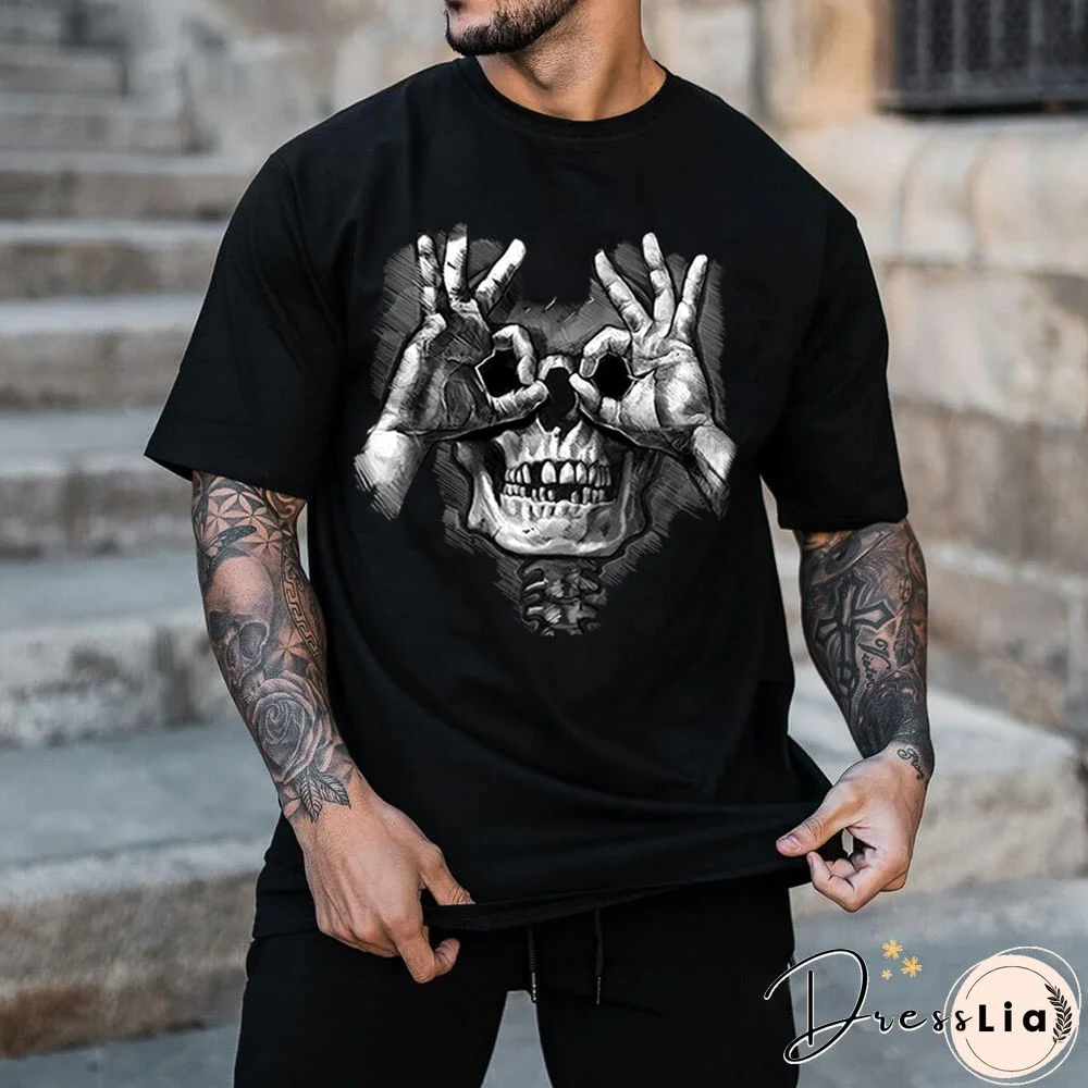 Men's Fashion Fun Skull Print Casual T-Shirt