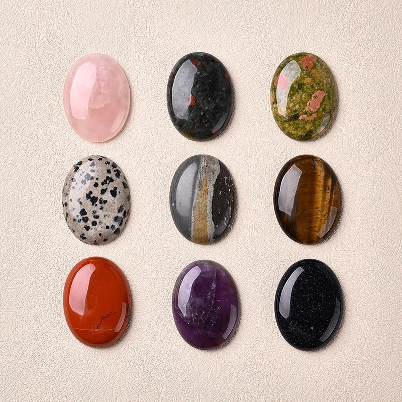 5 PCS/Package 30*40mm Natural Stone Assorted Gemstone Rose Quartz Tiger Eye Oval Polished Cabochons