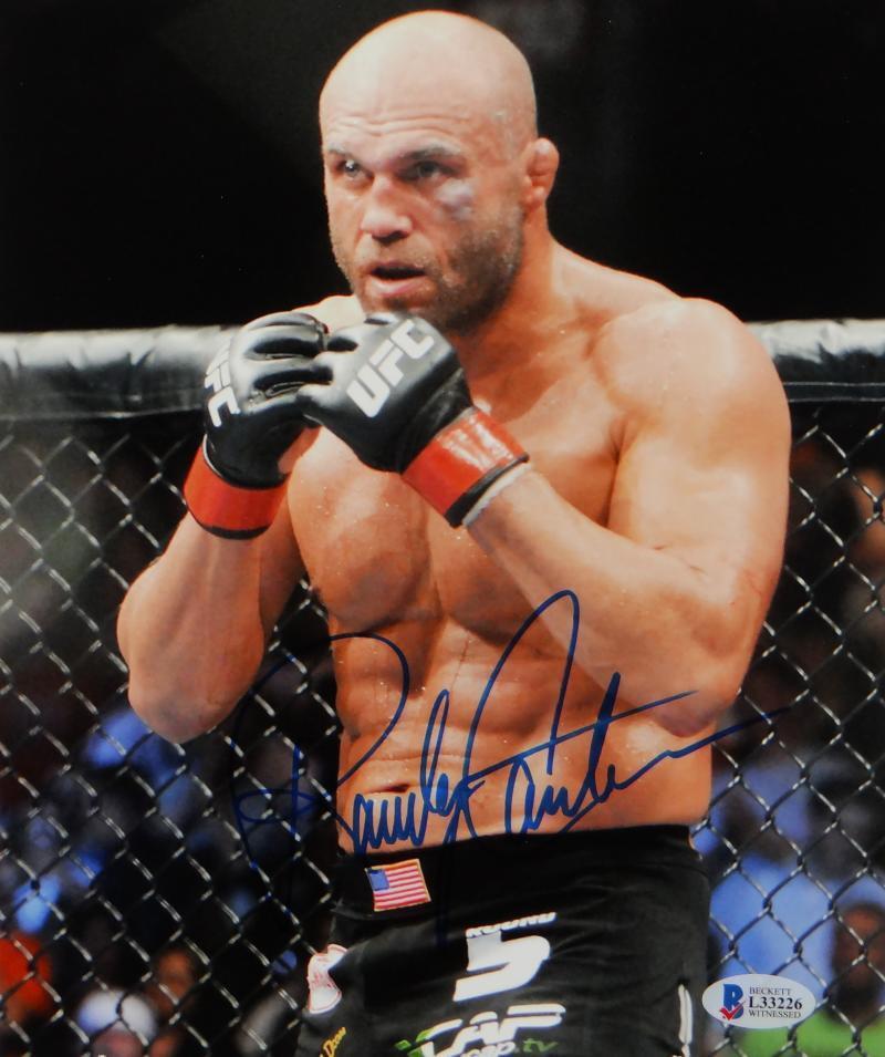 Randy Couture Autographed UFC 8x10 Photo Poster painting In Ring- Beckett Auth *Blue