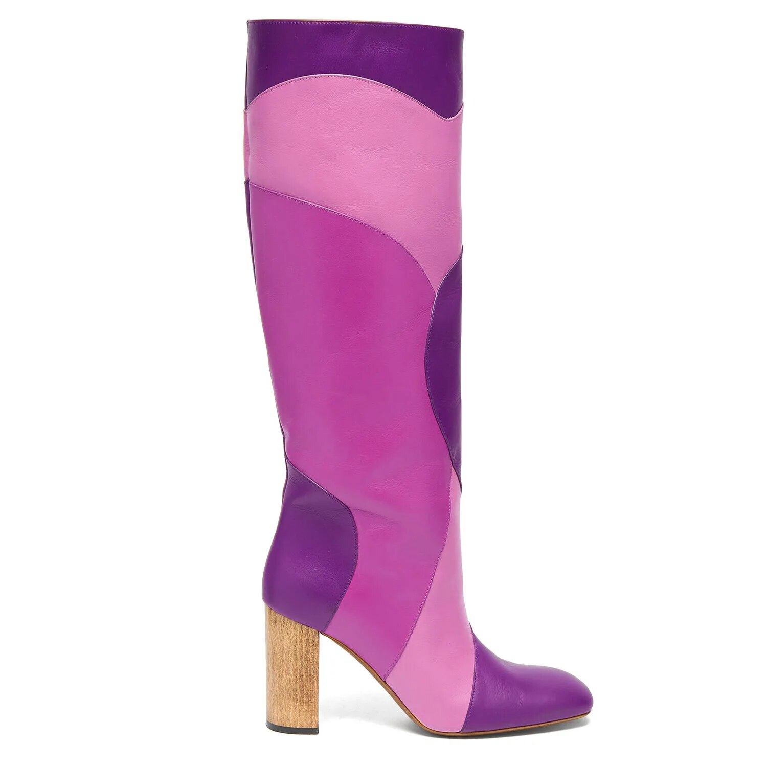 TAAFO Purple Pink Multicolor High Chunky Heels Women's Boots Round Toe Ladies Long Booties BigShoes