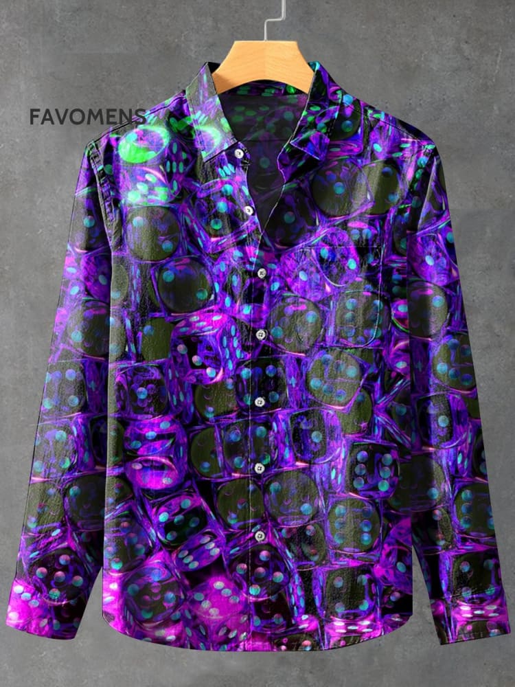 Colorful Dream Sieve Vintage Stripe Print 100% Cotton Long Sleeve Shirt Multicolor / S