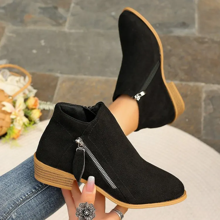 Breakj Breakj Thick Background Solid Color Tip Side Zipper Martin Boots 2025 Spring And Autumn New Short-Box Women Boots