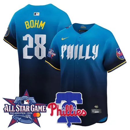 Men's Philadelphia Phillies #28 Alec Bohm Blue 2026 MLB All-Star Jersey