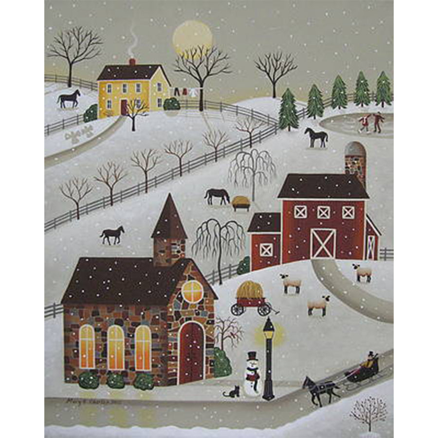 Chapel in the Snow 40*50CM(Canvas) Full Round Drill Diamond Painting gbfke