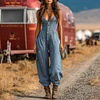 Women's Western Cowboy Style Outdoor Casual Denim Jumpsuit Trousers by Inlyline
