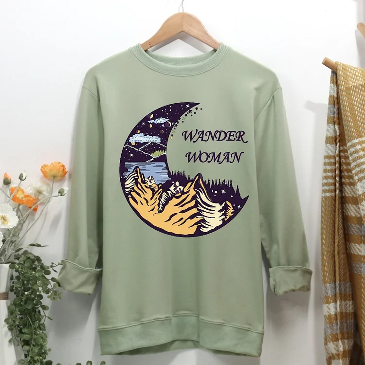 Mountain and moon Women Casual Sweatshirt-Annaletters