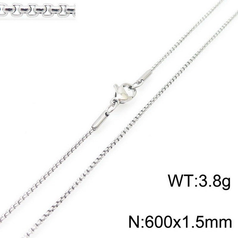 Fashion Classics Square Pearl Chain Men’s And Women’s Titanium Steel Necklace