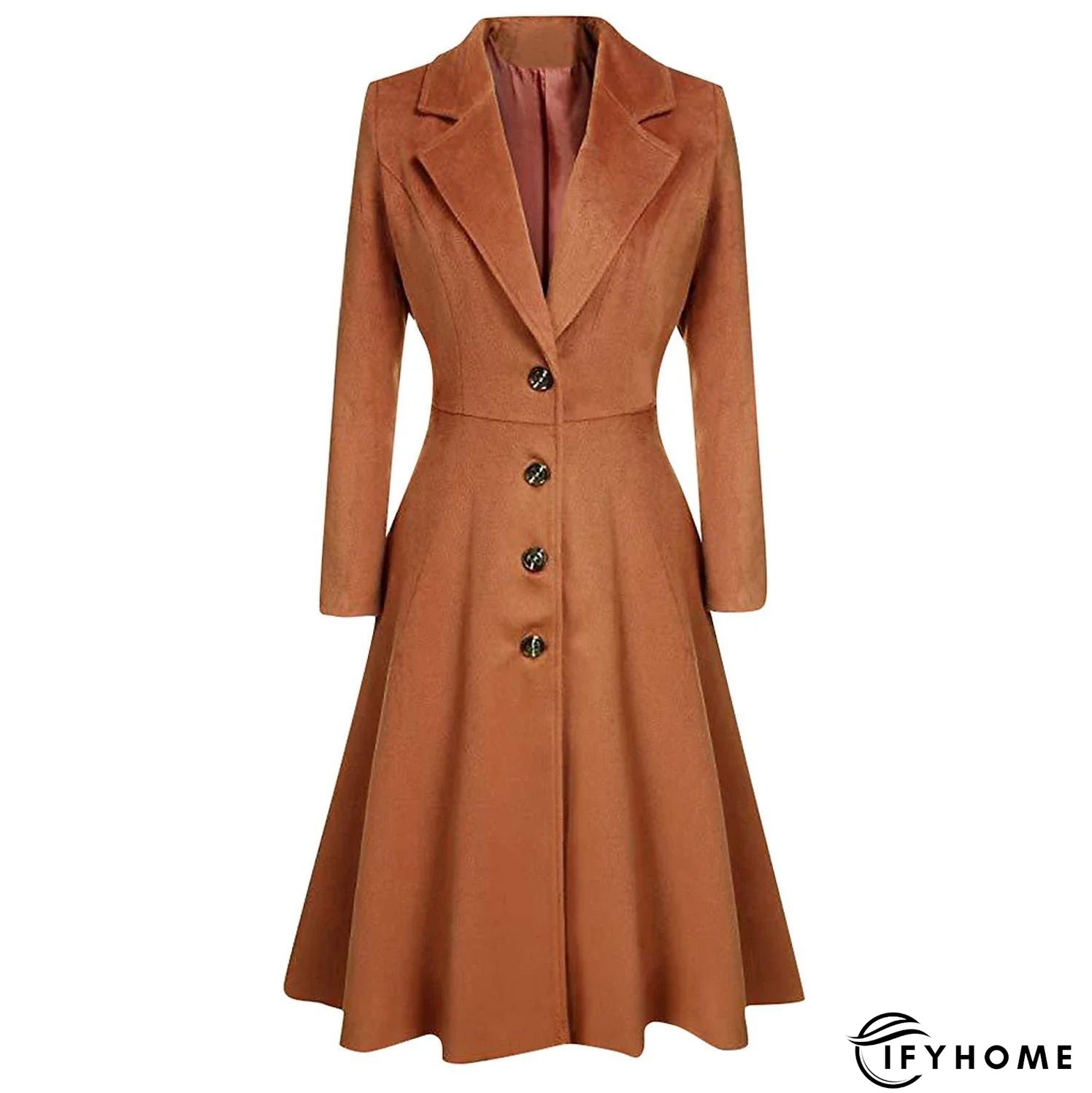 Women's Wool Blend Coat Winter Long Pea Coat Christmas Party Fall Lapel Overcoat Slim Fit Elegant & Luxurious Dress Jacket Long Sleeve Vintage Style White Black Purple Red | IFYHOME