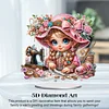 (US Only)2D Flat Print Sewing Machine Girl DIY Double-Sided Desktop Diamond Art Kits
