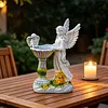 Solar Powered Garden Statue with RGB Light Hand Paint Lawn Ornament Waterproof Solar Fairy Decoration Statue for Patio Lawn Yard Outdoor Decor