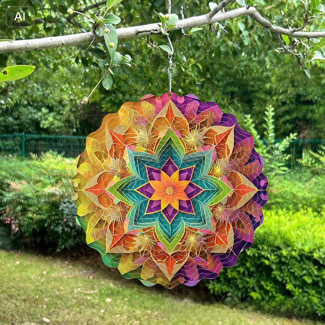 Mandalas Hanging Wind Spinner 360 Degree Rotating 3D Garden Wind Spinners 10-Inch Hanging Wind Catcher Art Gift for Home Garden Halloween Christmas (11)