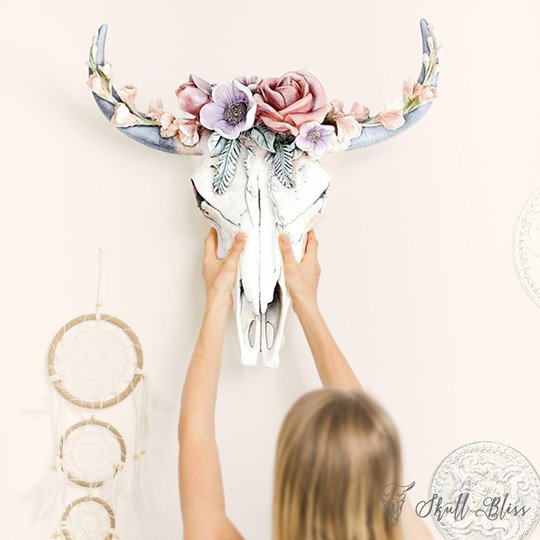 SUCCULENT/FLOWER COW SKULL WALL DECOR NURSERY DECOR
