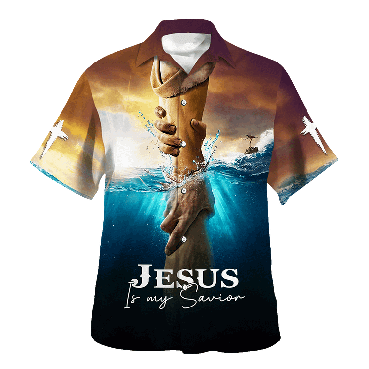BrosWear Personalized Jesus Cross Casual Short Sleeve Shirt