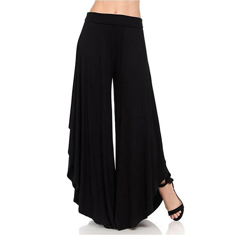 Women High Waist Irregular Ruffles Wide Leg Pants Casual Loose Streetwear Trousers | 168DEAL