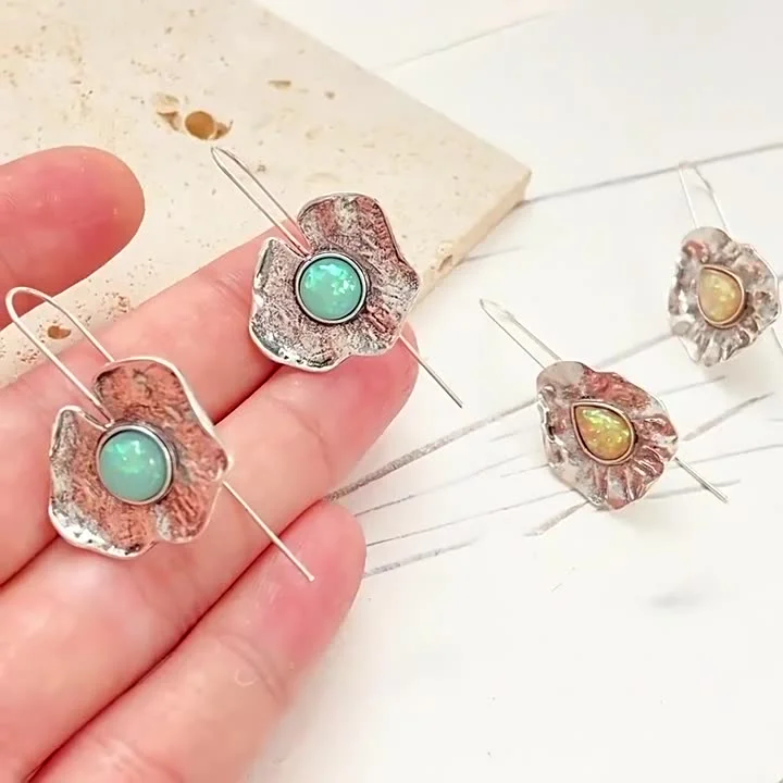 Ruffle Lily Moonstone Earrings