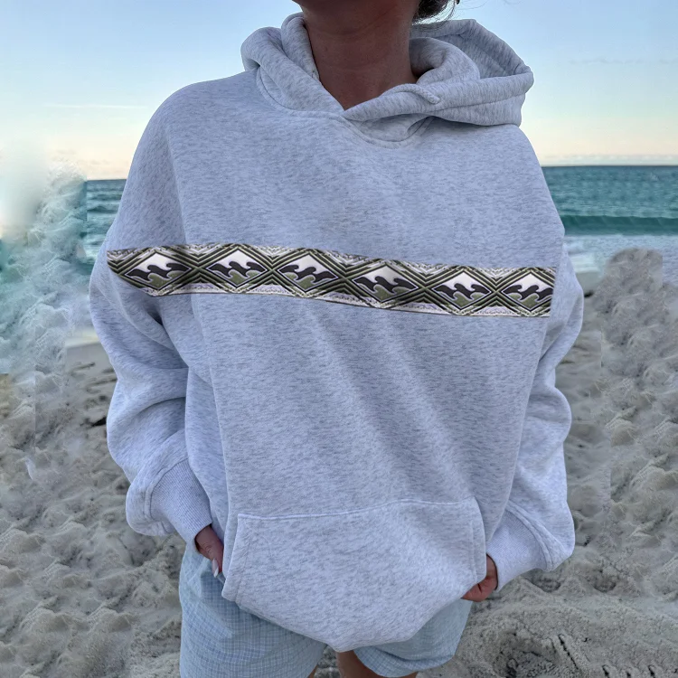 Casual Resort Print Oversized Hoodie