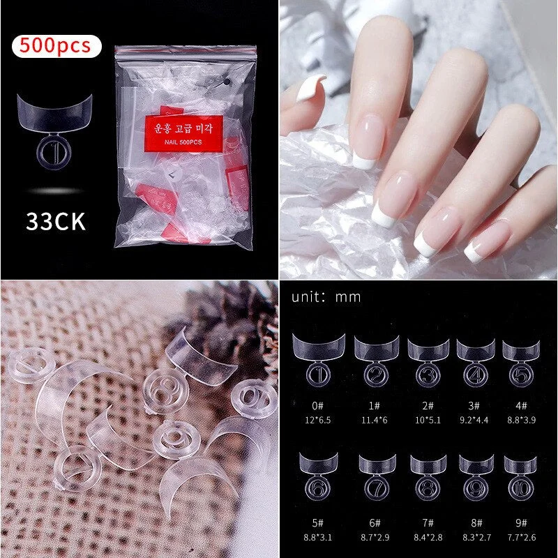 500Pcs False Nail Extension French Natural Transparent Stiletto Coffin False Nails Tips Long Acrylic UV Gel Nail Polish Manicure-Nail Inspo