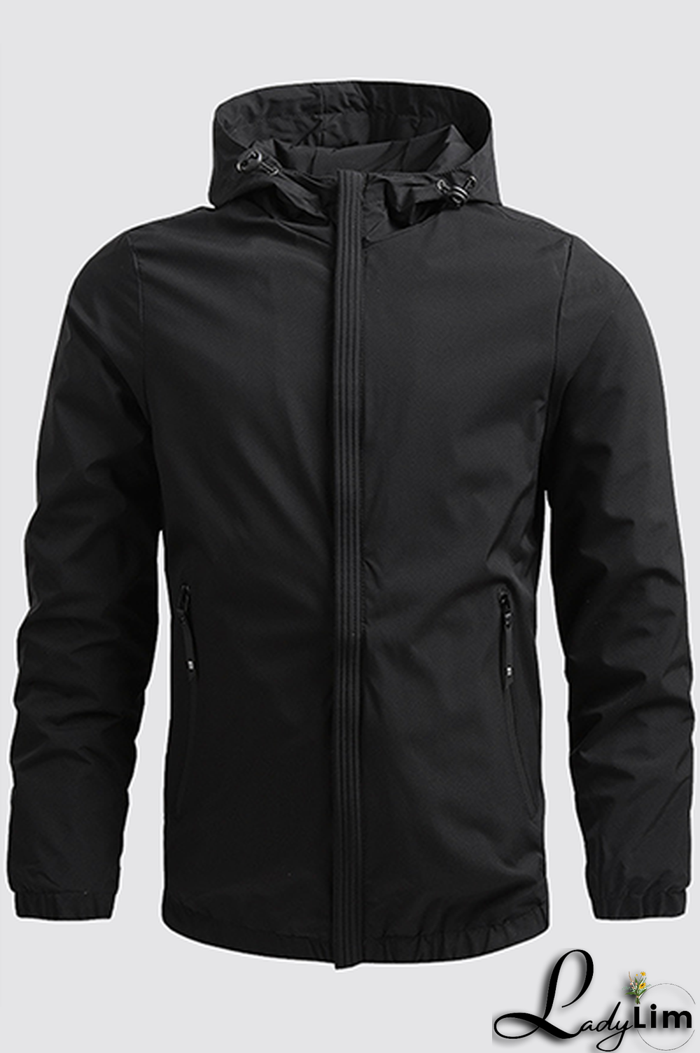 Dark Blue Casual Sportswear Solid Split Joint Zipper Hooded Collar Outerwear