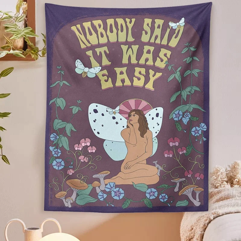 Vintage Tapestry Wall Hanging 70s 60s Retro mushroom flowers Decoration Rainbow INS Trippy Tapestry Psychedelic Wall Decor