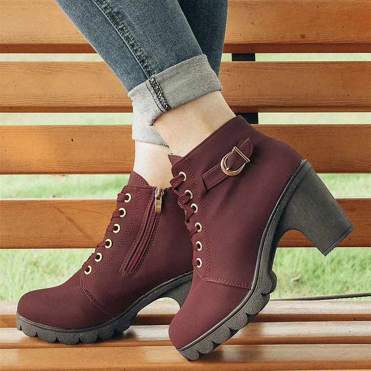 High Heel Lace Up Booties For Women