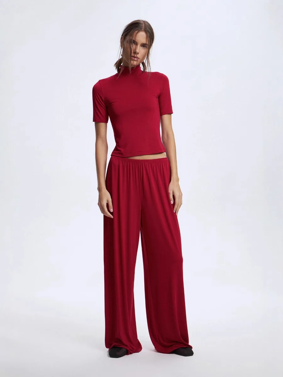 Athvotar Athvotar 2025 New Modeler Set Women's Soft Comfortable Round-Neck Short-Sleeved Blouse + Trousers