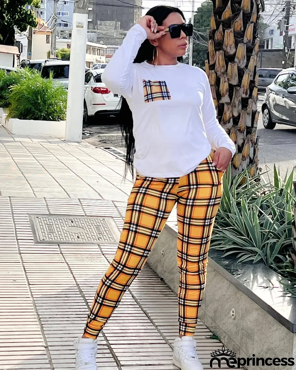 Women's Fall Winter Casual Fashion Slim Classic Plaid Print Pants Set